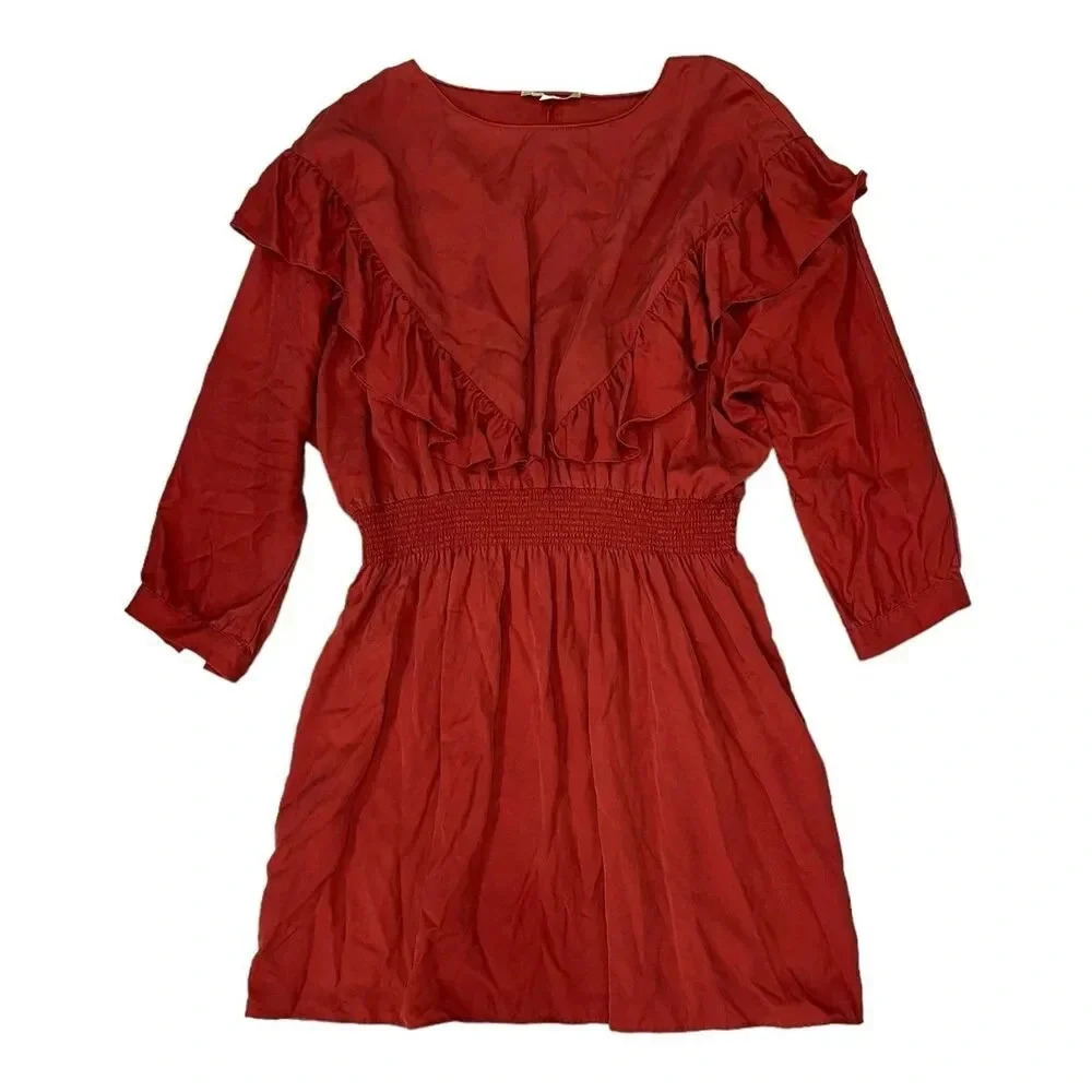 Gianni Bini Orange Tencel Mini Ruffle Kim Dress XL